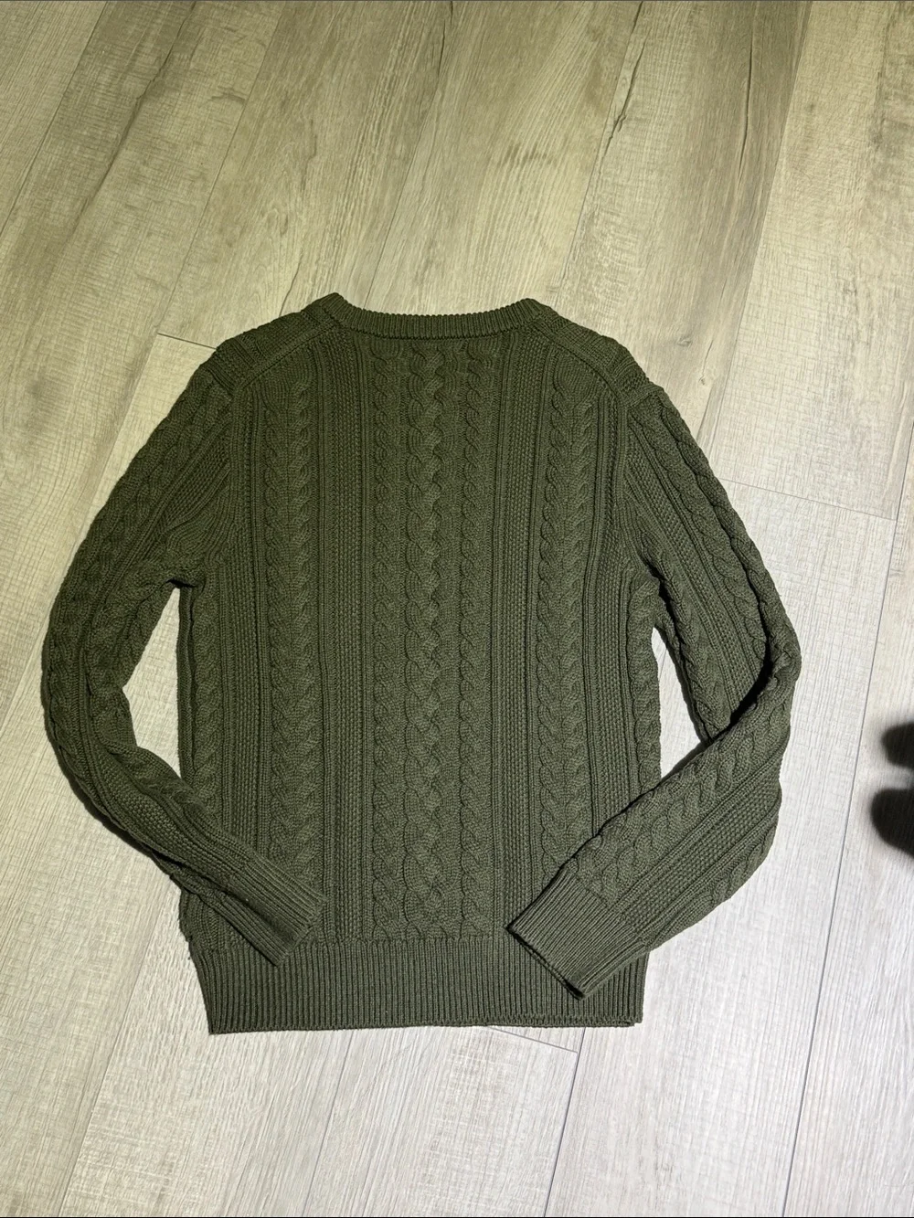 J. Crew Factory Olive Cable-Knit Crewneck Sweater